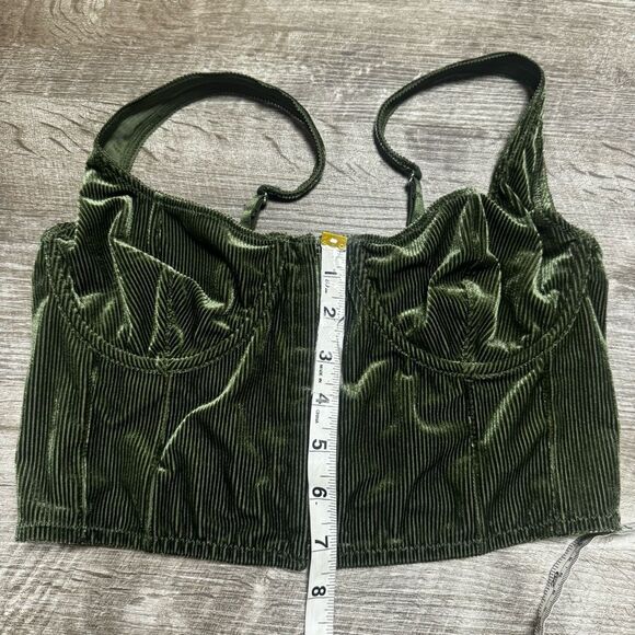 Urban Outfitters Olive Green Velvet Corset Crop Top - Picture 5 of 7